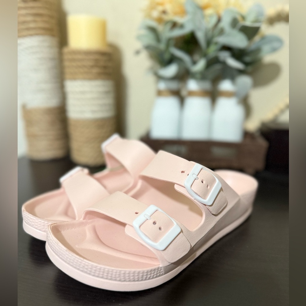 FUNKYMONKEY Pink Comfort Slides Double Strap Sandals